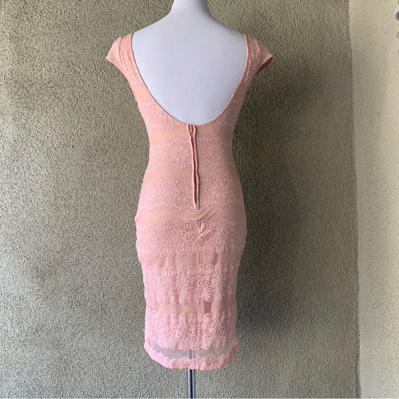 🔥5/$20🔥 “Bloom” Dusty Pink Stretch Lace Mini Dress.size XS - Picture 7 of 11